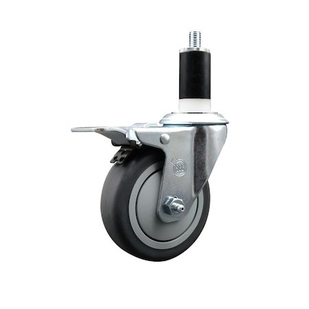 Service Caster 4'' Thermoplastic Rubber Swivel 1-3/8'' Expanding Stem Caster Total Lock Brake SCC-EXTTL20S414-TPRB-138